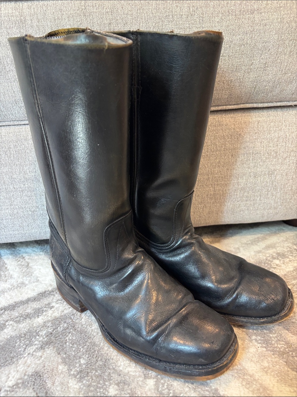Men's Black Leather Pull-On Riding Boots campus 11 D